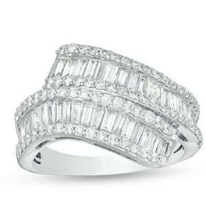 Zales - 1-1/2 CT. T.W. Baguette & Round Diamond Ring 14K White Gold